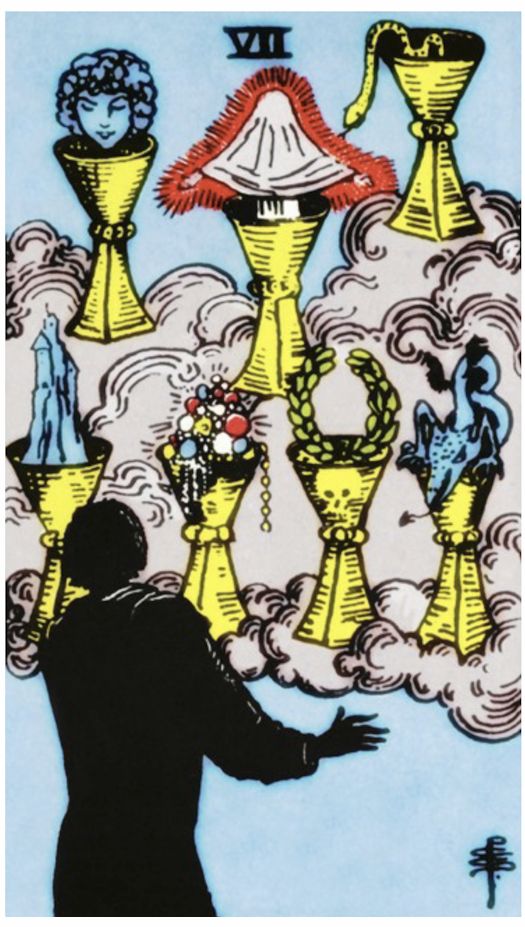 Seven of Cups — upright, Rider–Waite