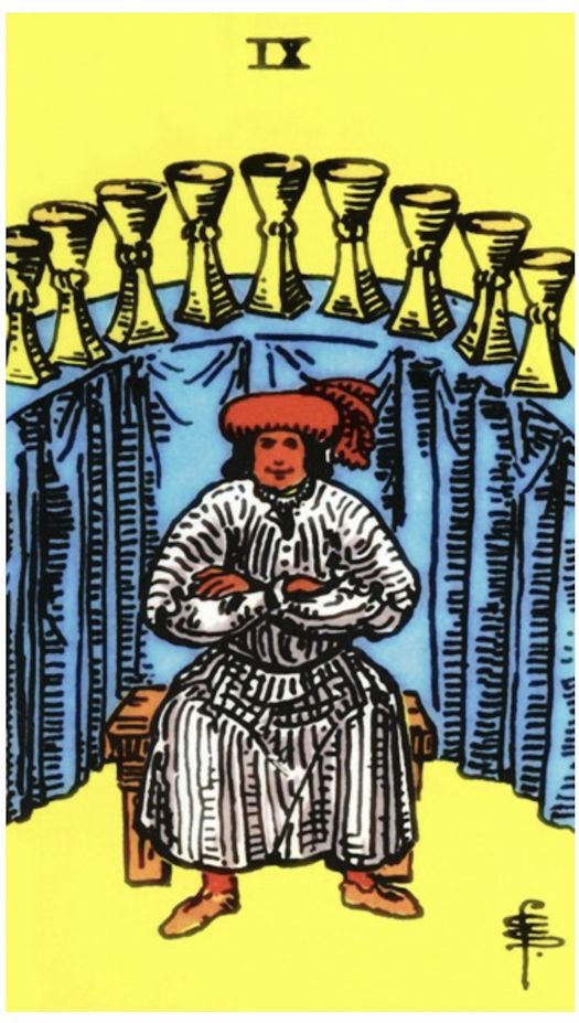 Nine of Cups — upright, Rider–Waite