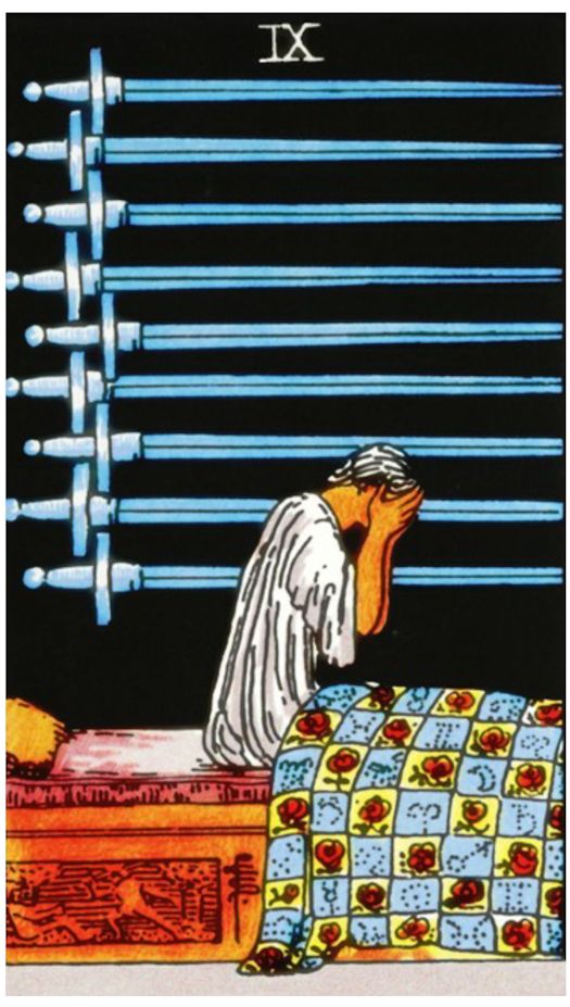 Nine of Swords — upright, Rider–Waite