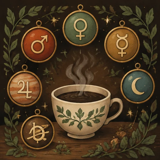 Big 6 astrology reading illustrated with ivy and mystical tools
