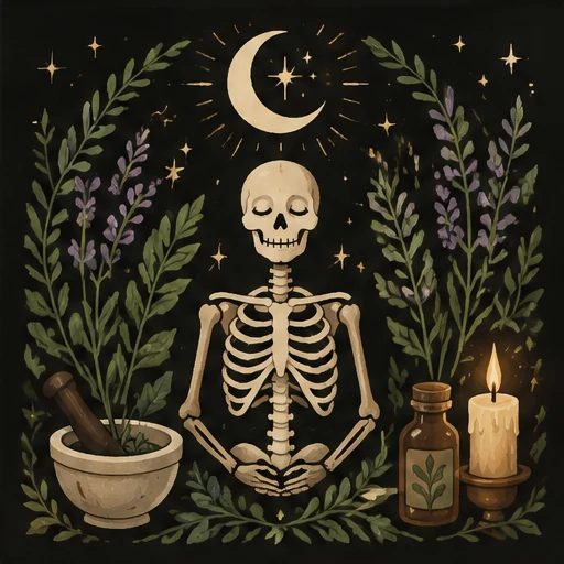 Astrology health reading illustrated with ivy and mystical tools