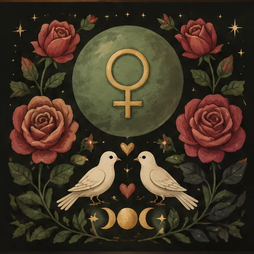 Astrology love reading illustrated with ivy and mystical tools