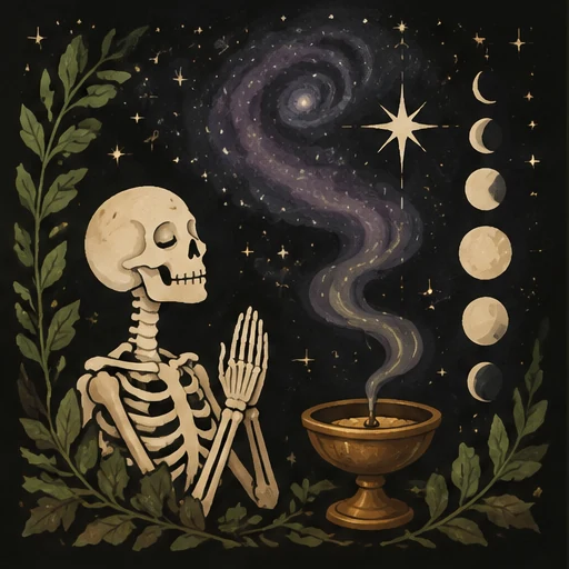 Astrology spirituality reading illustrated with ivy and mystical tools